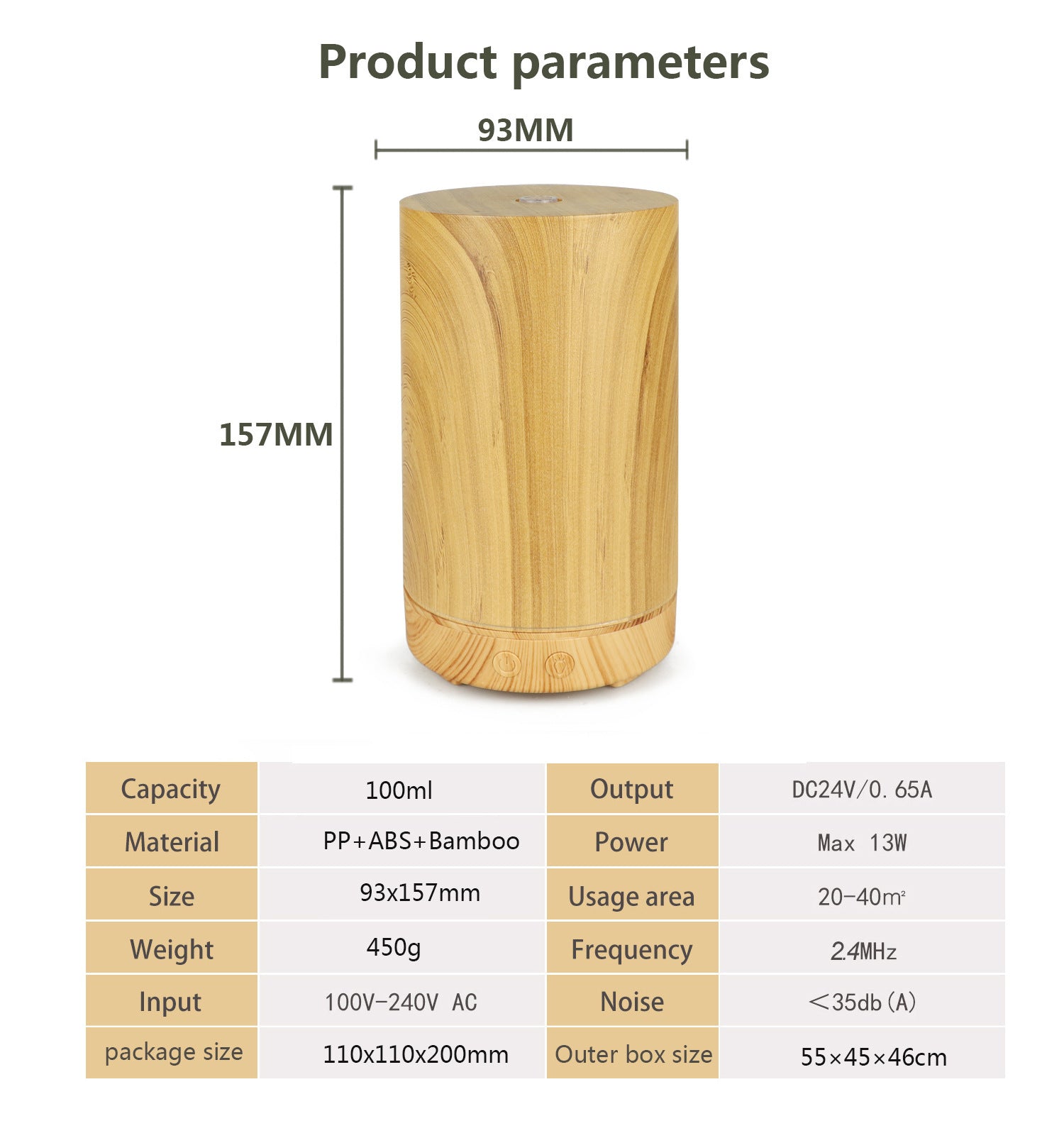 Creative 100ML Humidifier Wood Grain Aroma Diffuser