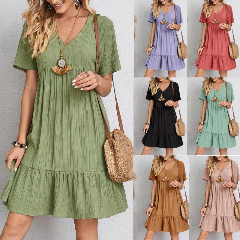 Summer Dress Women 2024 Casual Loose Short Sleeve