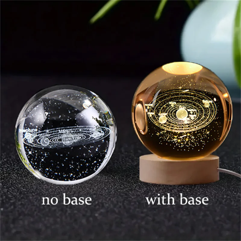 6cm 3D Crystal Solar System Globe