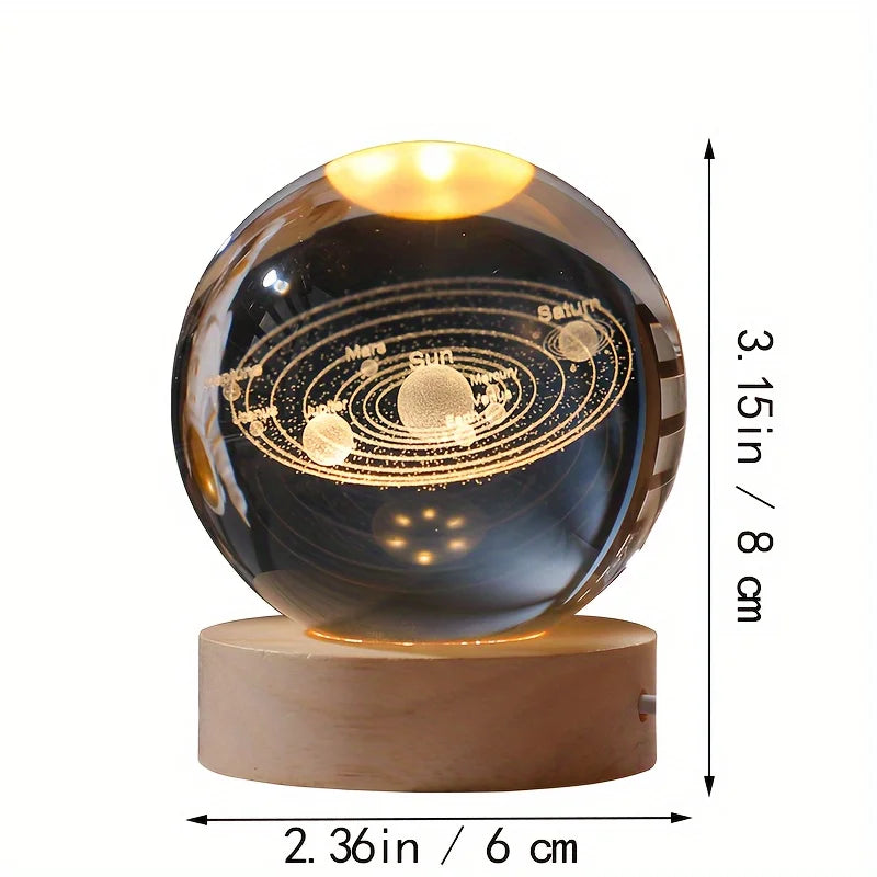 6cm 3D Crystal Solar System Globe