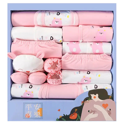 18-Piece Newborn Baby Clothes Set - 100% Cotton & Accessories