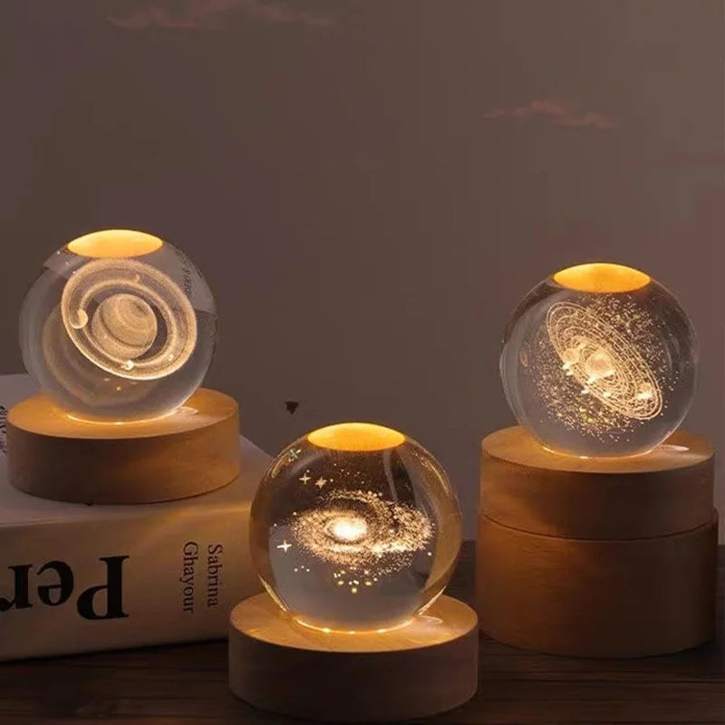 6cm 3D Crystal Solar System Globe