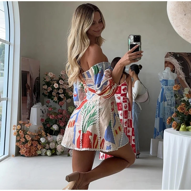 Sexy Printed Dot Strapless Womens Sleeveless Short Dress