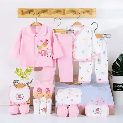 18-Piece Newborn Baby Girl Clothes Set - 100% Cotton