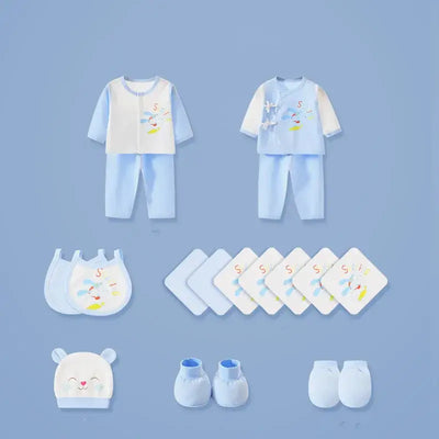 18-Piece Newborn Baby Clothes Set - 100% Cotton & Accessories