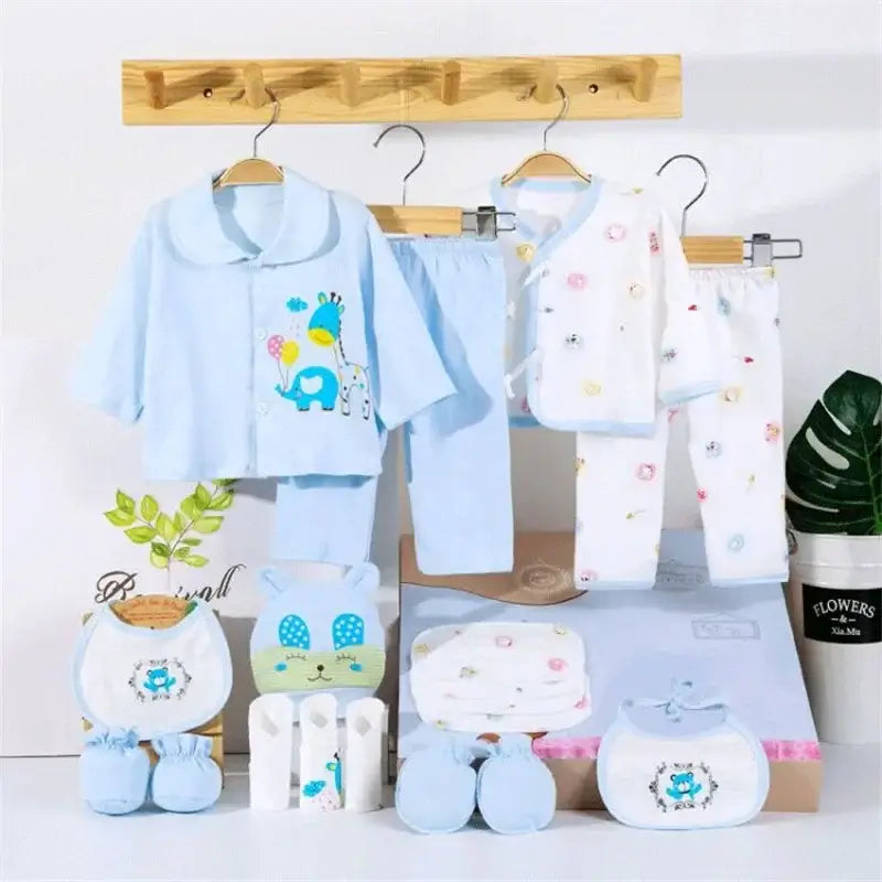 18-Piece Newborn Baby Girl Clothes Set - 100% Cotton