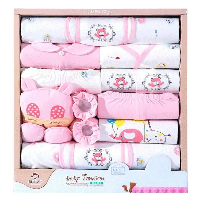 18-Piece Newborn Baby Girl Clothes Set - 100% Cotton